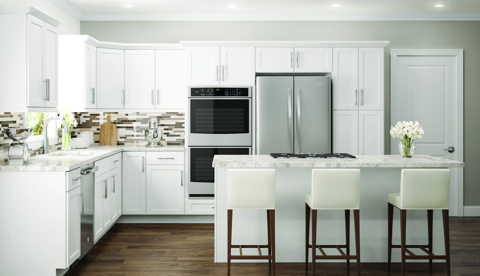 JSI Amesbury White kitchen cabinetry